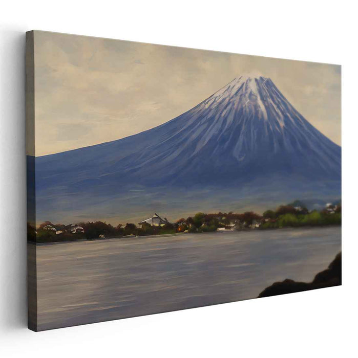 Mountain Zenith Serenity: Majestic Mountain and Peaceful Lake Canvas Art
