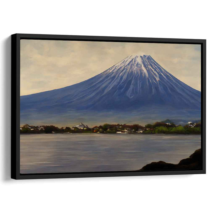 Mountain Zenith Serenity: Majestic Mountain and Peaceful Lake Canvas Art