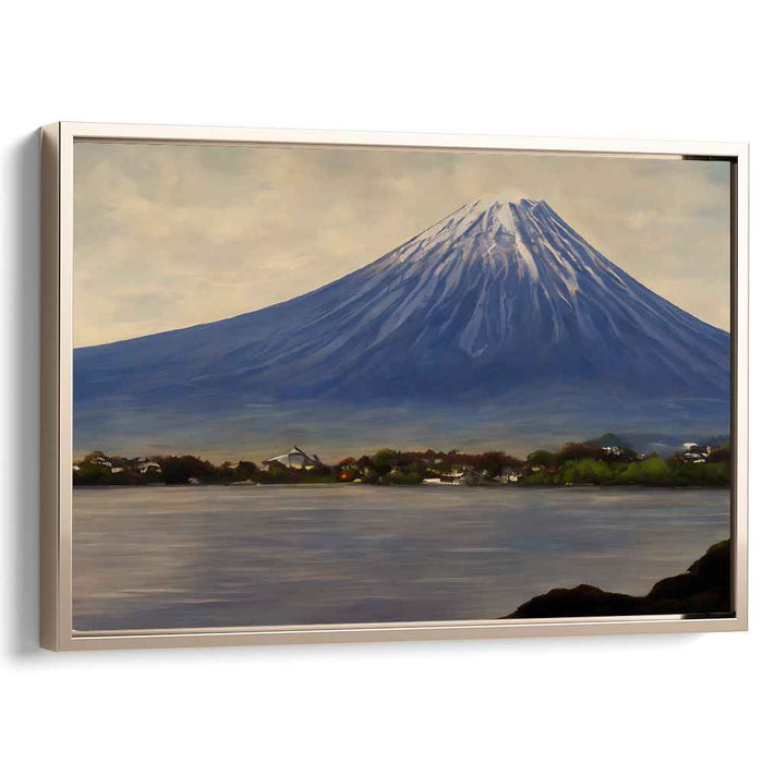 Mountain Zenith Serenity: Majestic Mountain and Peaceful Lake Canvas Art