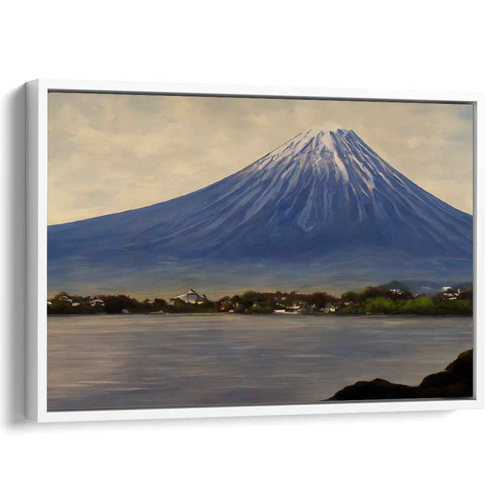 Mountain Zenith Serenity: Majestic Mountain and Peaceful Lake Canvas Art