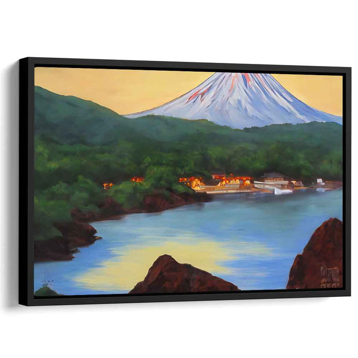 Serene Sunset Over Mount Fuji: Tranquil Japanese Landscape Canvas Art Print
