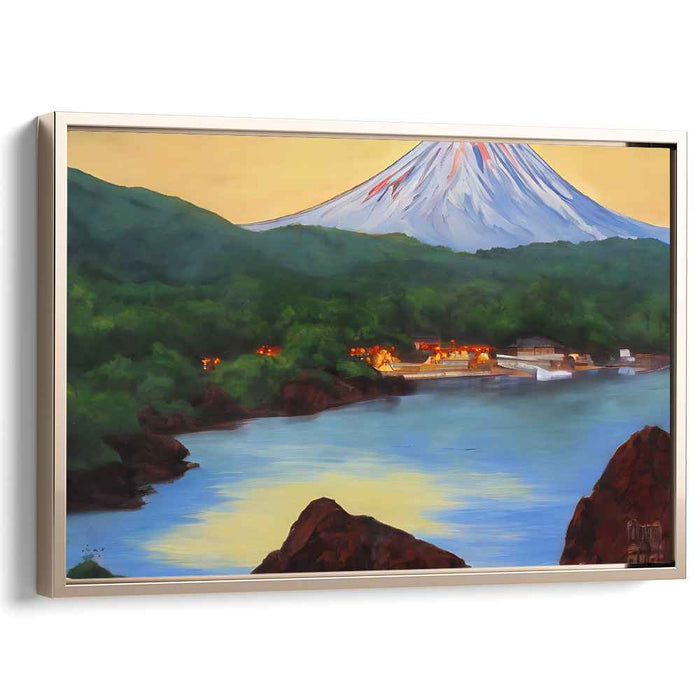 Serene Sunset Over Mount Fuji: Tranquil Japanese Landscape Canvas Art Print