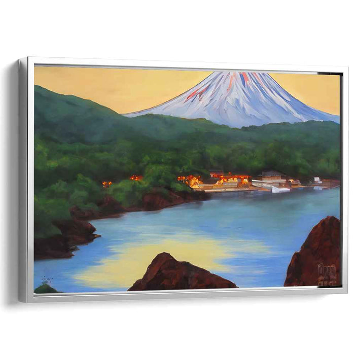 Serene Sunset Over Mount Fuji: Tranquil Japanese Landscape Canvas Art Print