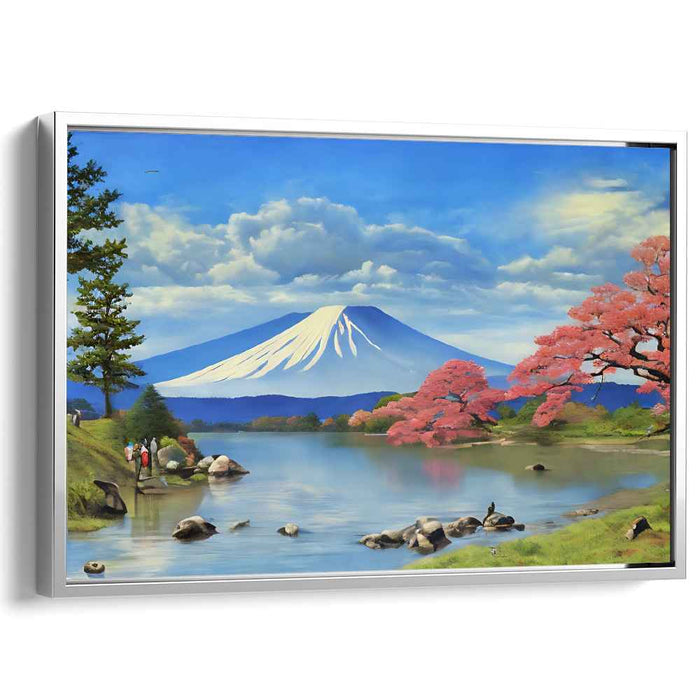 Eternal Bloom of Fuji: Mount Fuji and Cherry Blossoms Landscape Canvas Art Print