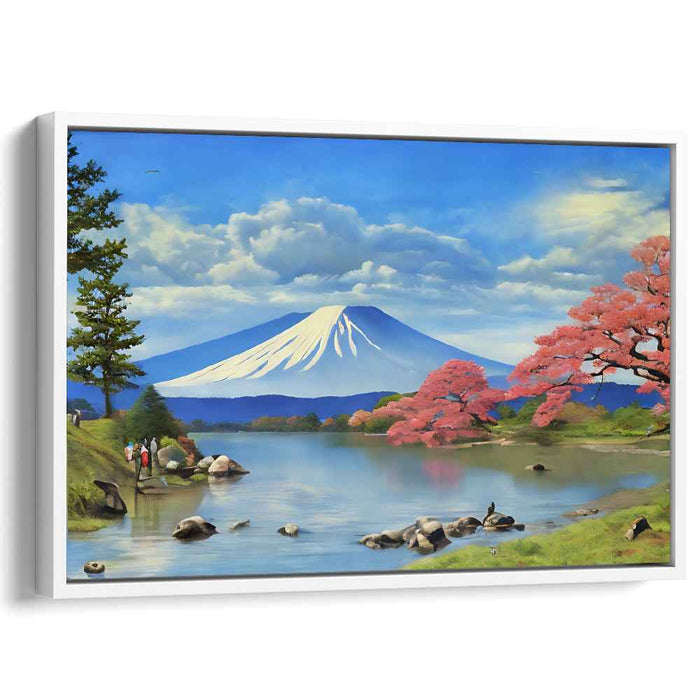 Eternal Bloom of Fuji: Mount Fuji and Cherry Blossoms Landscape Canvas Art Print
