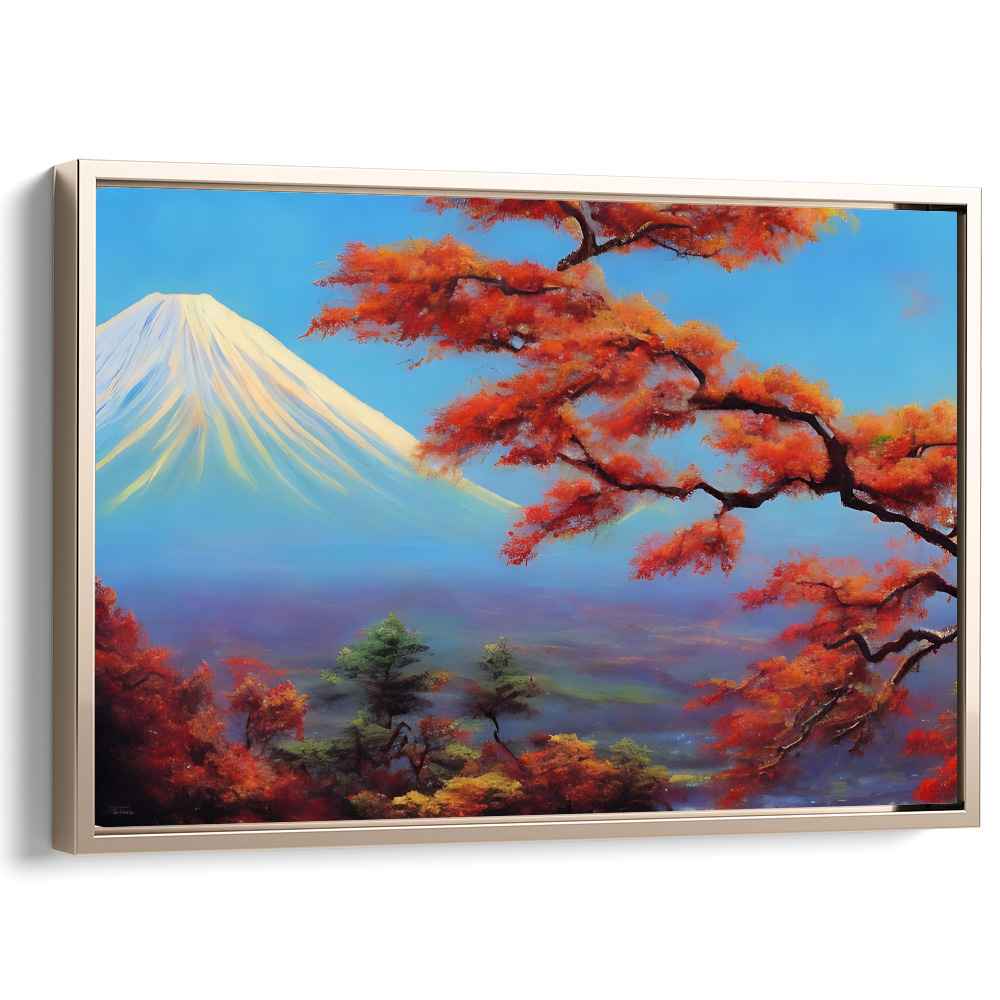 Crimson Peak Majesty: Autumn Splendor at Mount Fuji Canvas Art