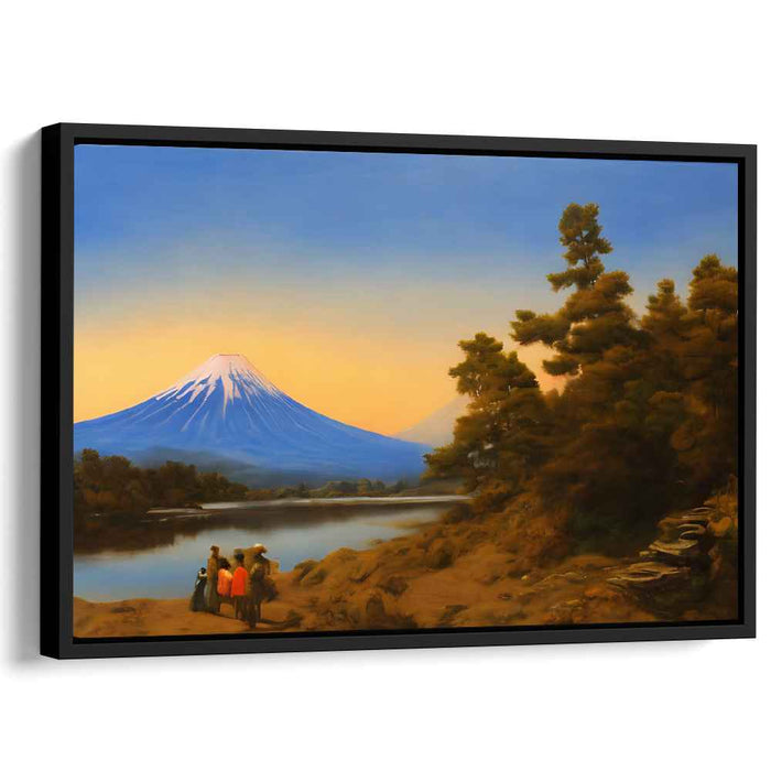Journey Through Peaks: Serene Mountain Landscape with Travelers Canvas Art Print