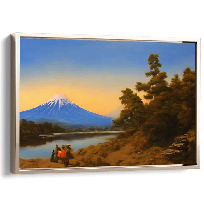 Journey Through Peaks: Serene Mountain Landscape with Travelers Canvas Art Print