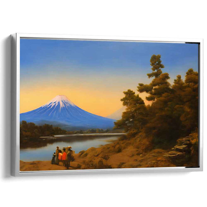 Journey Through Peaks: Serene Mountain Landscape with Travelers Canvas Art Print