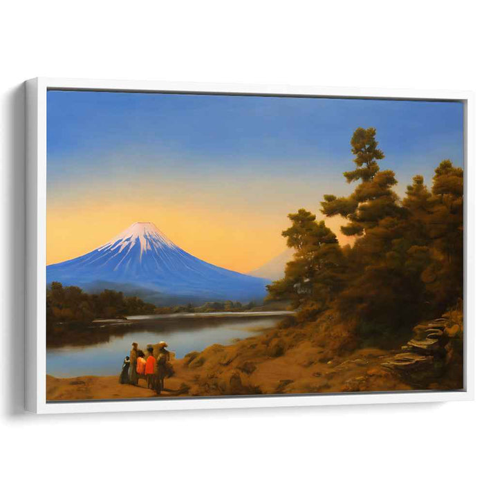 Journey Through Peaks: Serene Mountain Landscape with Travelers Canvas Art Print