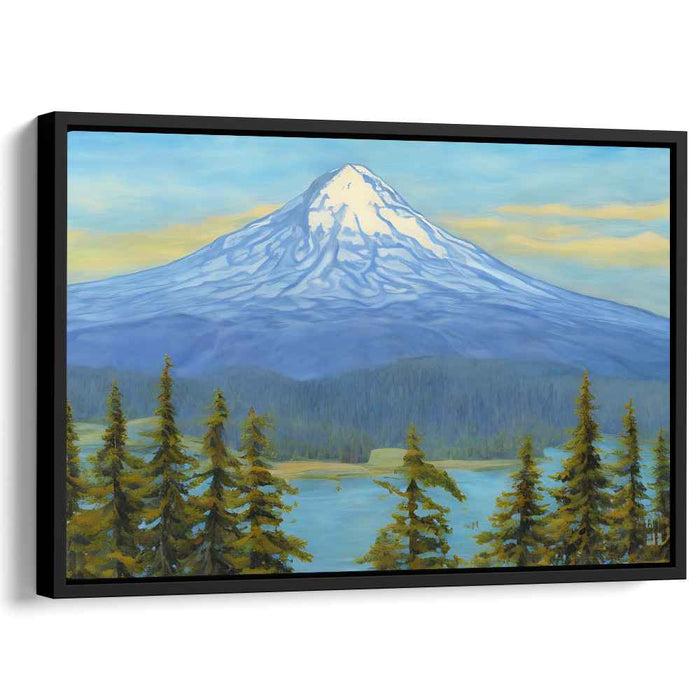 Frost Veiled Horizon: Serene Landscape with Snow-Capped Peak Canvas Art