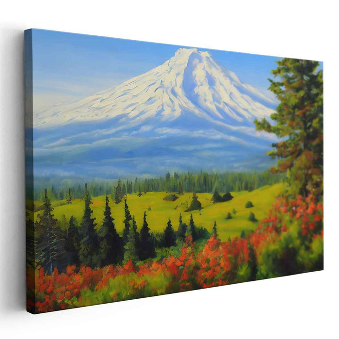 Whispers of Wildflower Dreams: Serene Landscape with Vibrant Wildflowers Canvas Art Print