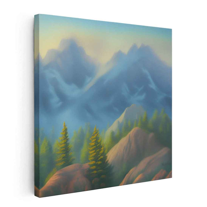 Ethereal Peakscape: Serene Mountain Landscape Canvas Art