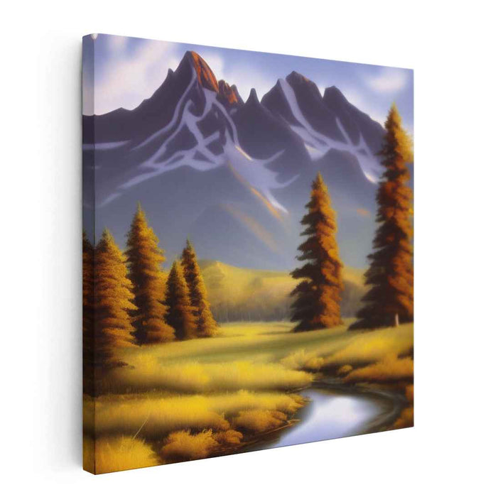 Tranquil Misty Mountain Escape: Serene Landscape Canvas Art