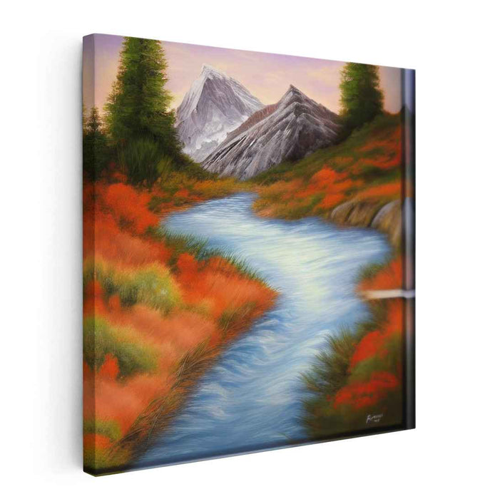 Verdant Waterscape Reverie: Lush Landscape and River Canvas Art