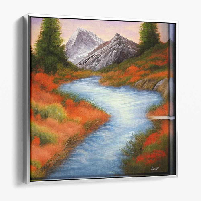Verdant Waterscape Reverie: Lush Landscape and River Canvas Art