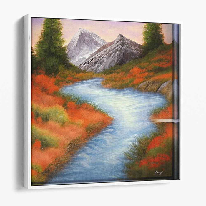 Verdant Waterscape Reverie: Lush Landscape and River Canvas Art