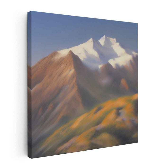 Snowfall Serenade: Snow-Capped Mountain Landscape Canvas Art Print