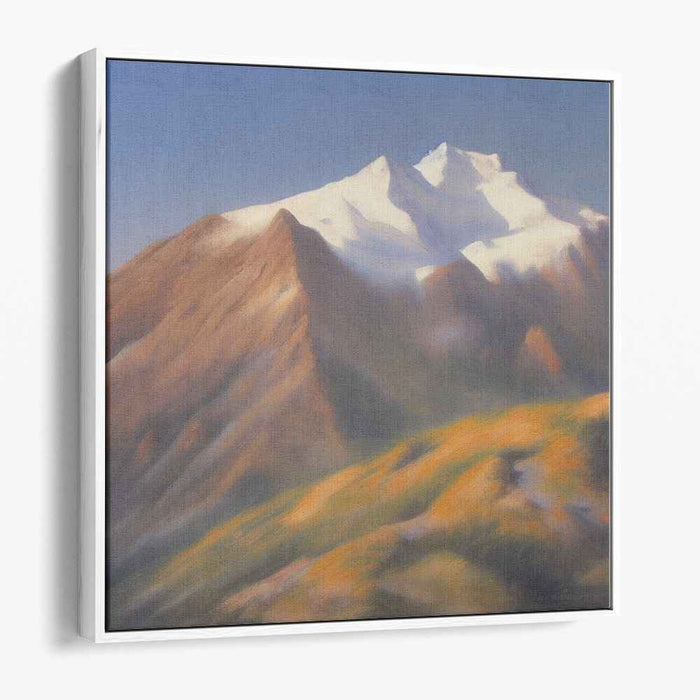 Snowfall Serenade: Snow-Capped Mountain Landscape Canvas Art Print