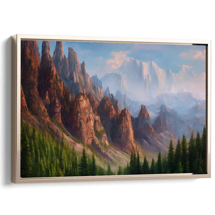 Crested Love Peaks: Romantic Mountain Landscape Canvas Art Print