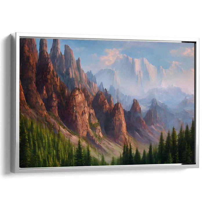 Crested Love Peaks: Romantic Mountain Landscape Canvas Art Print