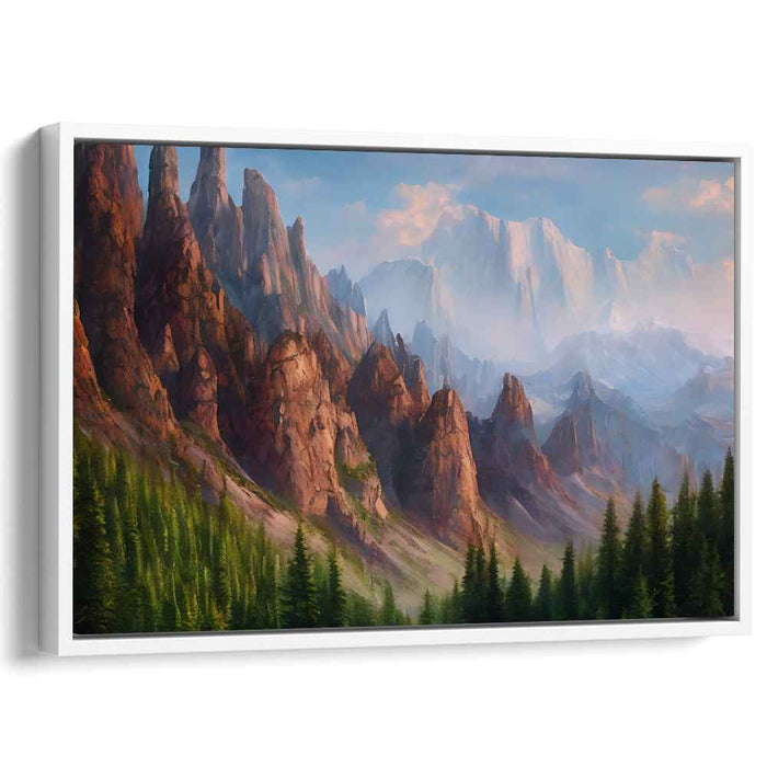 Crested Love Peaks: Romantic Mountain Landscape Canvas Art Print