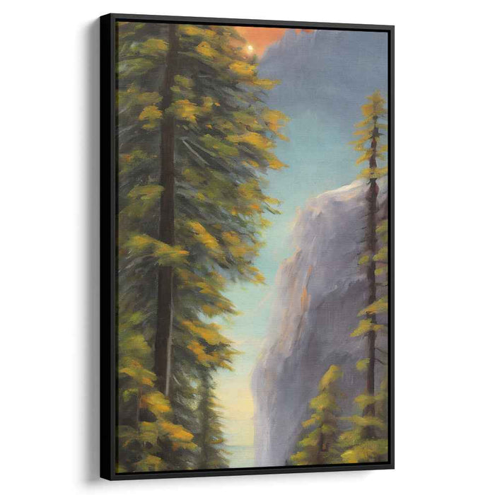 Sunset Whisper: Majestic Mountain and Lush Forest Canvas Art Print