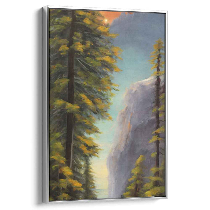 Sunset Whisper: Majestic Mountain and Lush Forest Canvas Art Print