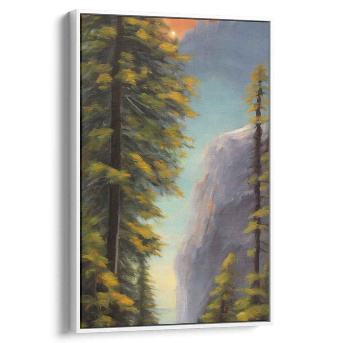 Sunset Whisper: Majestic Mountain and Lush Forest Canvas Art Print