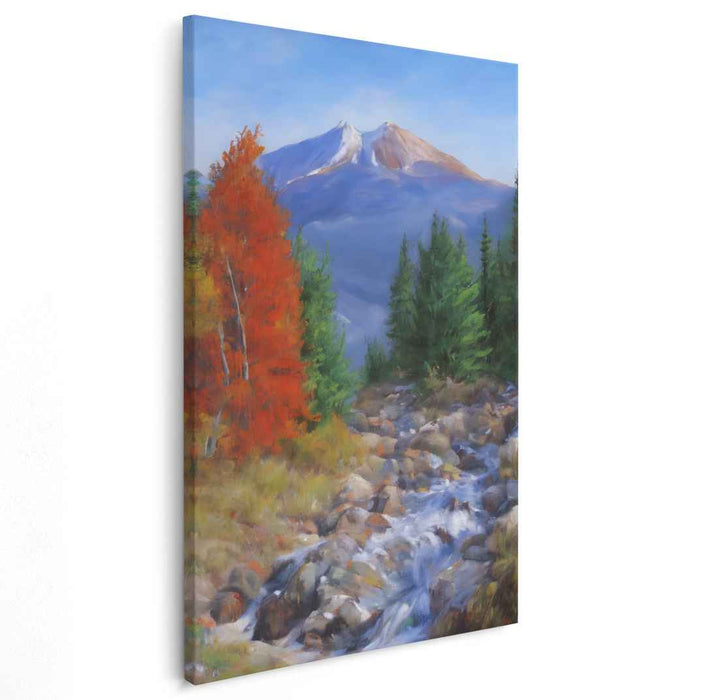 Fall Peak Tranquility: Serene Mountain Landscape with Autumn Foliage