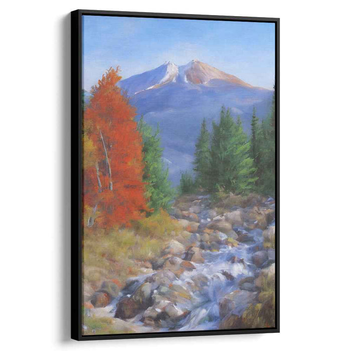 Fall Peak Tranquility: Serene Mountain Landscape with Autumn Foliage