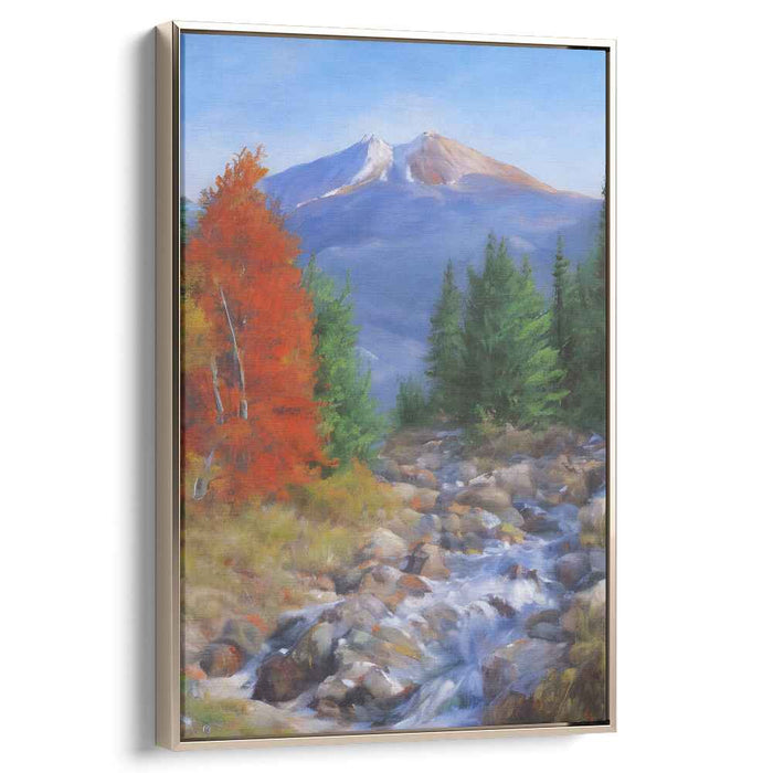 Fall Peak Tranquility: Serene Mountain Landscape with Autumn Foliage
