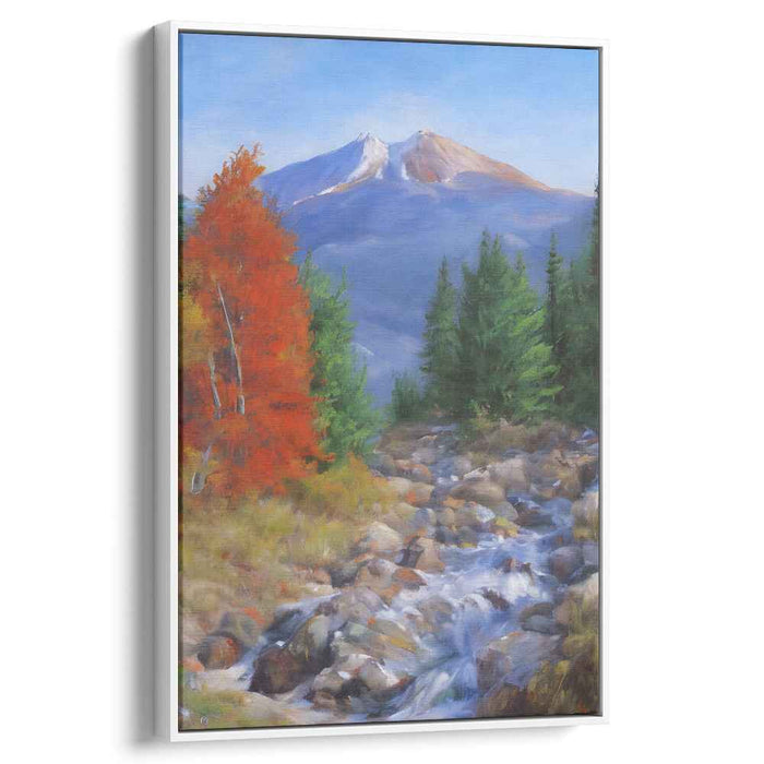 Fall Peak Tranquility: Serene Mountain Landscape with Autumn Foliage