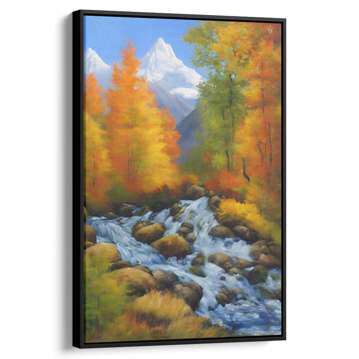 Gentle Cascade Vista: Majestic Mountain Stream Landscape Canvas Art