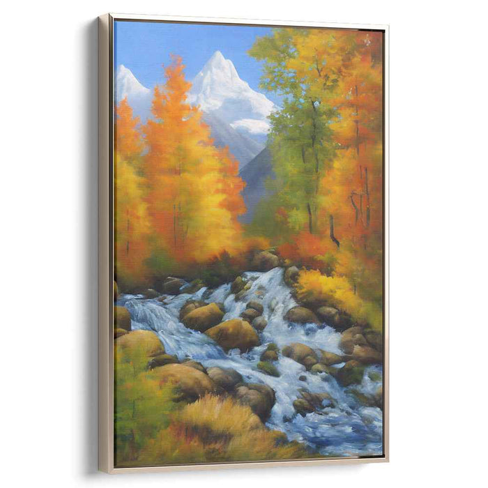 Gentle Cascade Vista: Majestic Mountain Stream Landscape Canvas Art
