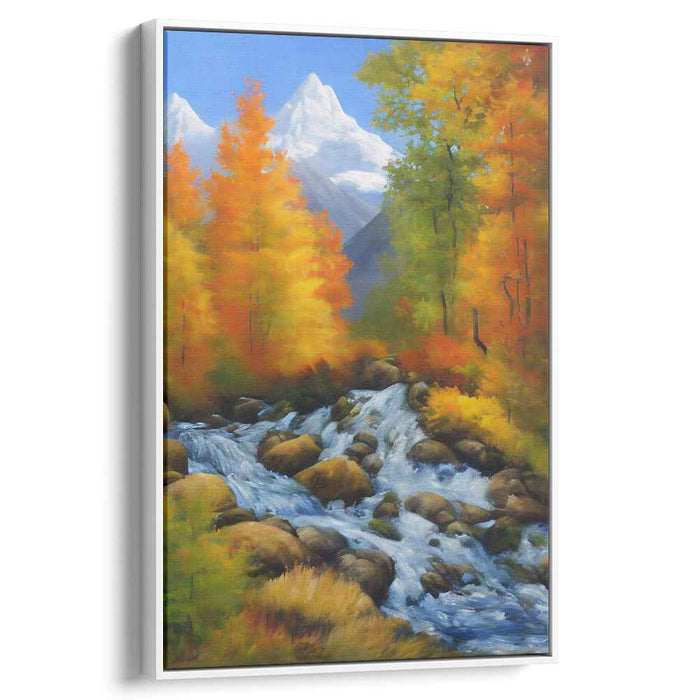 Gentle Cascade Vista: Majestic Mountain Stream Landscape Canvas Art