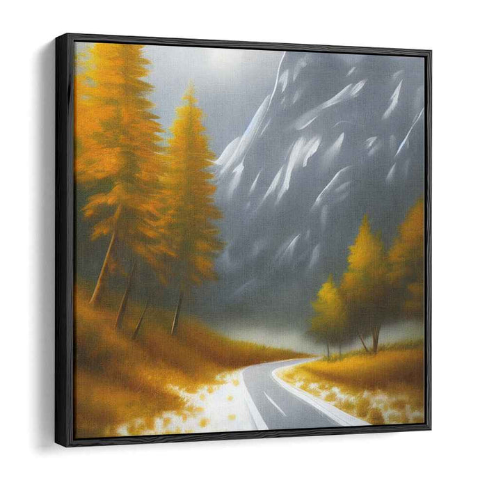 Golden Pathways: Serene Mountain Road Canvas Art Print