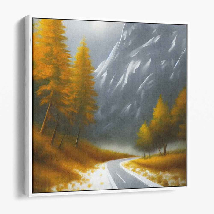 Golden Pathways: Serene Mountain Road Canvas Art Print