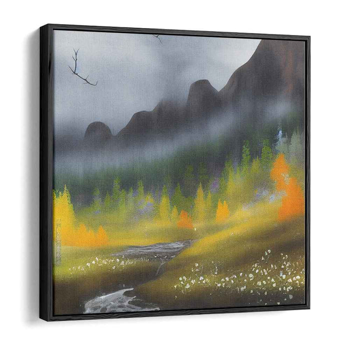 Misty Mountain Valley: Serene Landscape Canvas Art Print