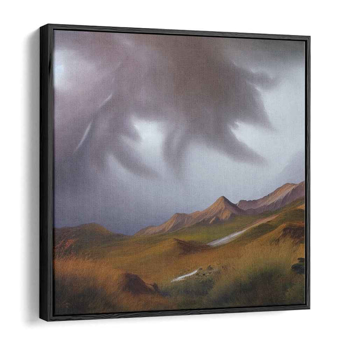 Storm's Embrace over Highland Serenity: Dramatic Landscape Canvas Art