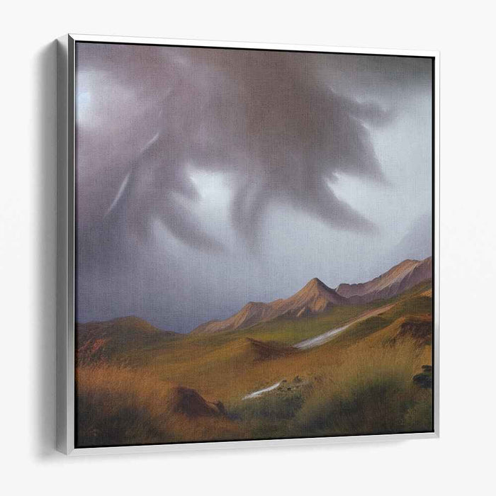 Storm's Embrace over Highland Serenity: Dramatic Landscape Canvas Art