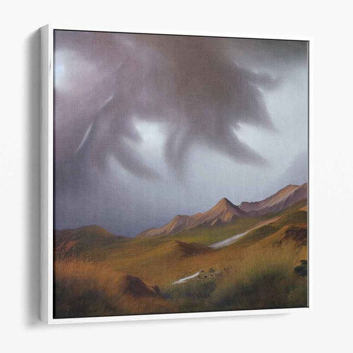 Storm's Embrace over Highland Serenity: Dramatic Landscape Canvas Art