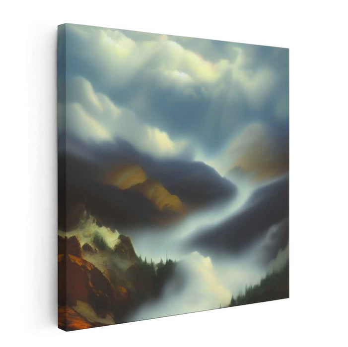 Mystic River: Luminous Landscape in Oil Canvas Art Print