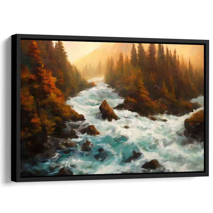Dusk Among Trees: Autumn Forest Sunset Canvas Art Print