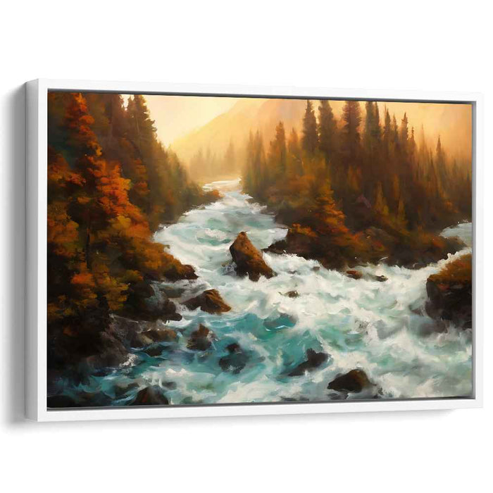 Dusk Among Trees: Autumn Forest Sunset Canvas Art Print
