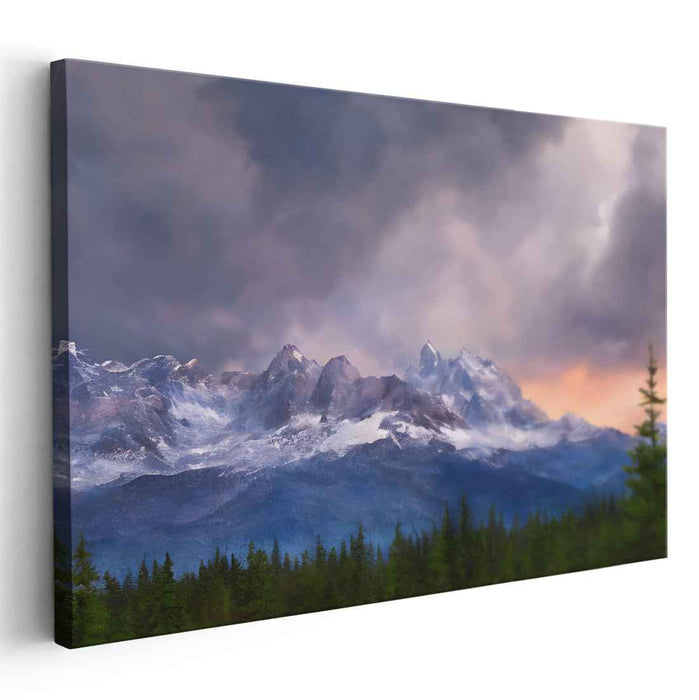Stormy Horizon Melody: Dramatic Landscape Canvas Art Print