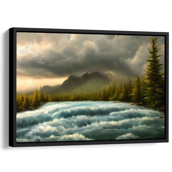 Majestic Storm: Luminous Landscape Canvas Art of Natureâ€™s Fury