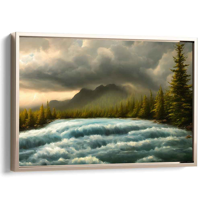 Majestic Storm: Luminous Landscape Canvas Art of Natureâ€™s Fury