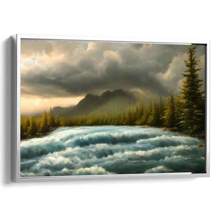 Majestic Storm: Luminous Landscape Canvas Art of Natureâ€™s Fury
