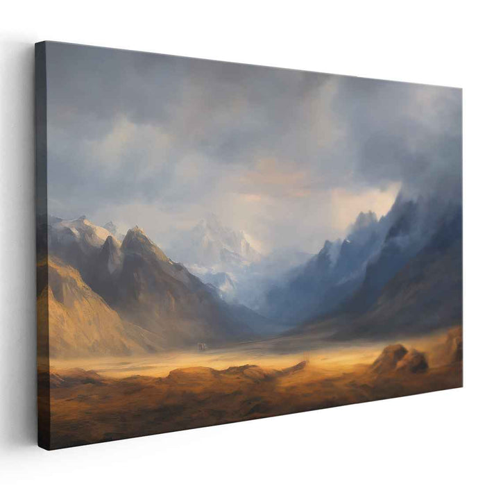 Whispers Among Misty Pines: Ethereal Landscape Canvas Art Print